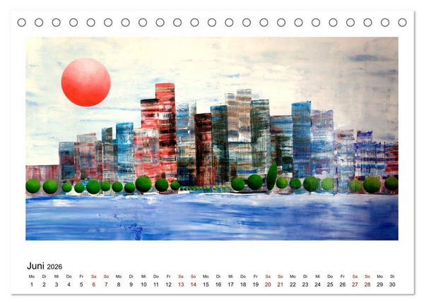 Produktbild: New Yorker Stadtansichten in abstrakter Malerei (Tischkalender 2026 DIN A5 quer), CALVENDO Monatskalender