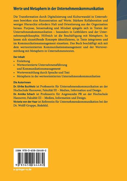 Produktbild: Werte und Metaphern in der Unternehmenskommunikation