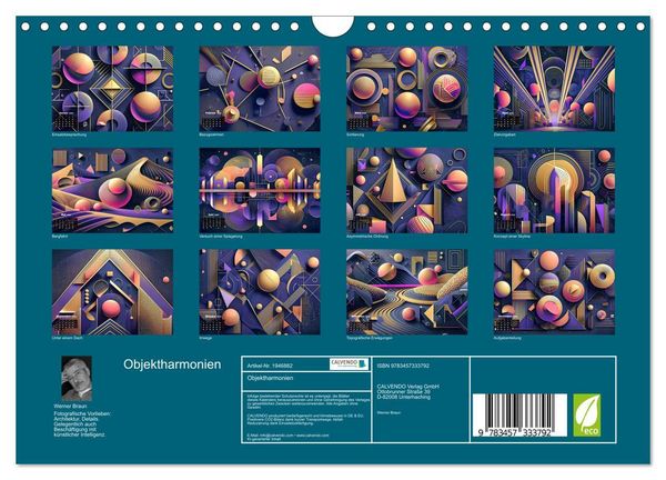 Produktbild: Objektharmonien (Wandkalender 2026 DIN A4 quer), CALVENDO Monatskalender