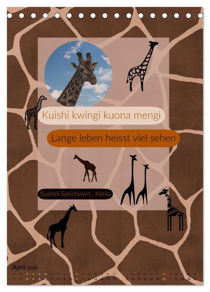 Produktbild: Kenia..mit einem Hauch Poesie - Weisheiten und Zitate (Tischkalender 2026 DIN A5 hoch), CALVENDO Monatskalender