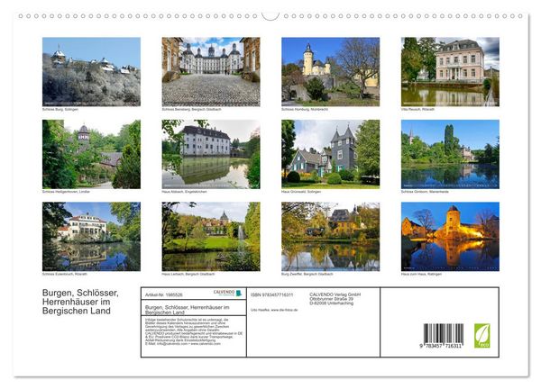 Produktbild: Burgen, Schl&ouml;sser, Herrenh&auml;user im Bergischen Land (hochwertiger Premium Wandkalender 2026 DIN A2 quer), Kunstdruck in Hochglanz