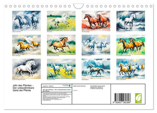 Produktbild: Jahr des Pferdes - Der unbez&auml;hmbare Geist der Pferde (Wandkalender 2026 DIN A4 quer), CALVENDO Monatskalender