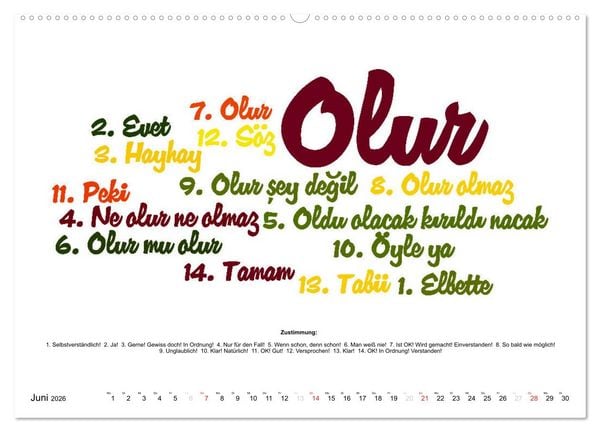 Produktbild: Smalltalk Sprachkalender T&uuml;rkisch-Deutsch (hochwertiger Premium Wandkalender 2026 DIN A2 quer), Kunstdruck in Hochglanz