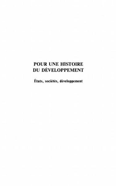 Produktbild: Pour une histoire de developpement