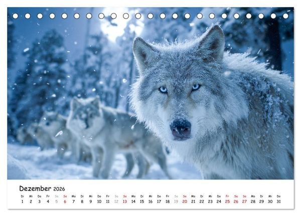 Produktbild: W&ouml;lfe im Mondlicht - Ruf der Wildnis (Tischkalender 2026 DIN A5 quer), CALVENDO Monatskalender
