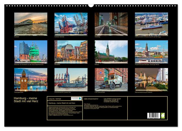 Produktbild: Hamburg - meine Stadt mit viel Herz (Wandkalender 2026 DIN A2 quer), CALVENDO Monatskalender