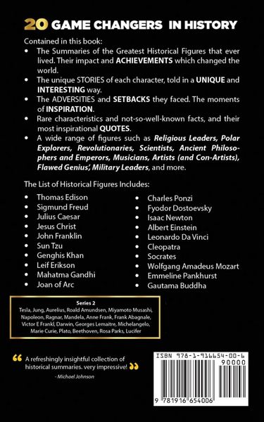 Produktbild: 20 Game Changers In History (Series 1); A Note on the Lives and Impact of these Great Minds & Historical Figures (Edison, Freud, Mozart, Joan Of Arc, Jesus, Gandhi, Einstein, Buddha, and more)