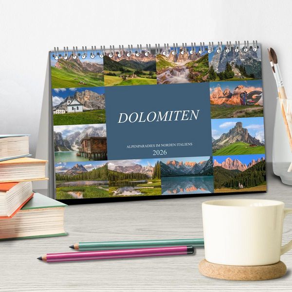 Produktbild: Dolomiten, Alpenparadies im Norden Italiens (Tischkalender 2026 DIN A5 quer), CALVENDO Monatskalender