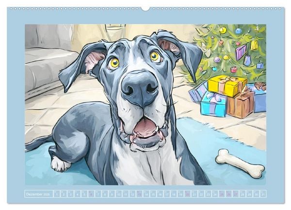 Produktbild: Die Dogge. Lustige Hunde Cartoons f&uuml;r gute Laune (hochwertiger Premium Wandkalender 2026 DIN A2 quer), Kunstdruck in Hochglanz
