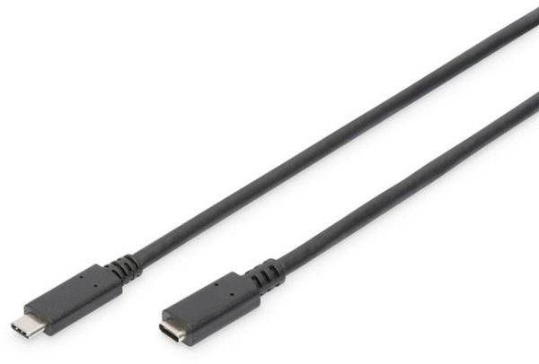 Digitus USB-Kabel USB 2.0 USB-C® Stecker, USB-C® Buchse 2.00 m Schwarz Flexibel, Folienschirm, Geflechtschirm AK-300210-