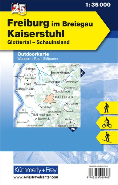 Produktbild: Freiburg im Breisgau Kaiserstuhl Glottertal, Schauinsland, Nr. 25 Outdoorkarte Deutschland 1:35 000
