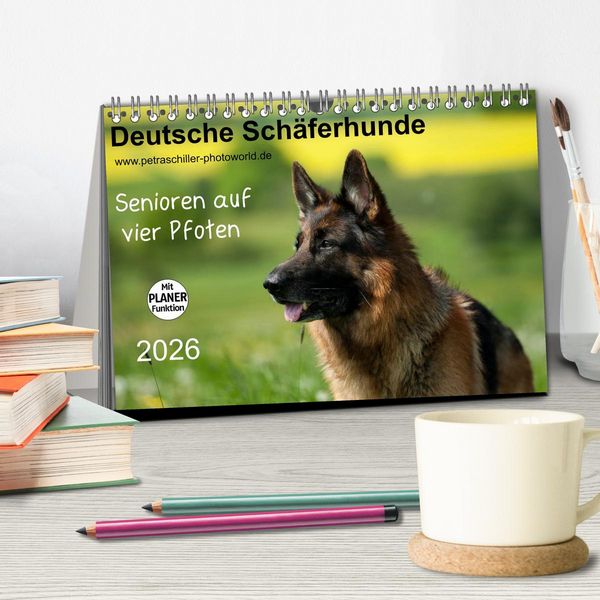 Produktbild: Deutsche Sch&auml;ferhunde - Senioren auf vier Pfoten (Tischkalender 2026 DIN A5 quer), CALVENDO Monatskalender