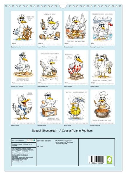 Produktbild: Seagull Shenanigan - A Coastal Year in Feathers (Wall Calendar 2027 DIN A3 portrait), CALVENDO 12 Month Wall Calendar