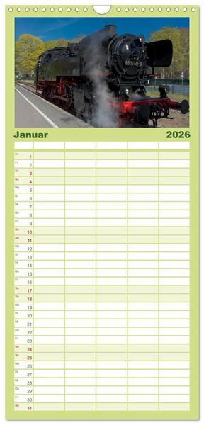 Produktbild: Familienplaner 2026 - Dampflok auf Usedom mit 5 Spalten (Wandkalender, 21 x 45 cm) CALVENDO
