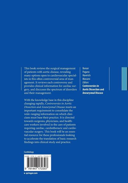 Produktbild: Controversies in Aortic Dissection and Aneurysmal Disease