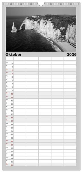 Produktbild: Familienplaner 2026 - BLACK 'N WHITE mit 5 Spalten (Wandkalender, 21 x 45 cm) CALVENDO