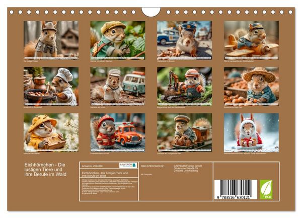 Produktbild: Eichh&ouml;rnchen - Die lustigen Tiere und ihre Berufe im Wald (Wandkalender 2026 DIN A4 quer), CALVENDO Monatskalender