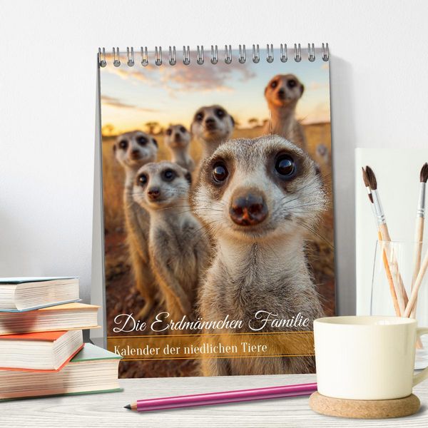 Produktbild: Die Erdm&auml;nnchen Familie - Kalender der niedlichen Tiere (Tischkalender 2026 DIN A5 hoch), CALVENDO Monatskalender