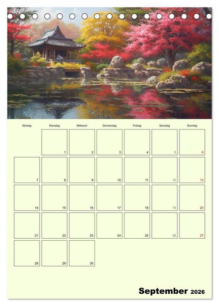 Produktbild: Im japanischen Garten. Zauberhafte Illustrationen (Tischkalender 2026 DIN A5 hoch), CALVENDO Monatskalender