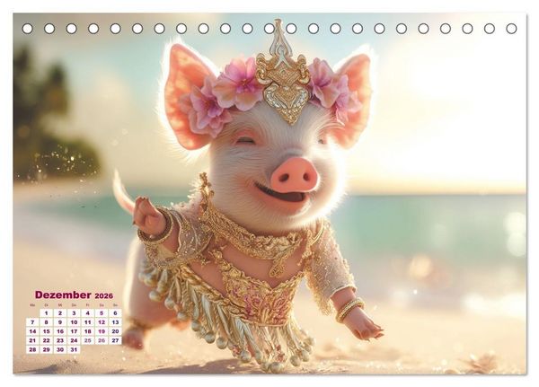 Produktbild: Vom Gl&uuml;ck, ein Schweinchen zu sein (Tischkalender 2026 DIN A5 quer), CALVENDO Monatskalender