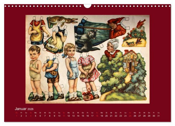 Produktbild: Alte europ&auml;ische Ankleidepuppen aus Papier (Wandkalender 2026 DIN A3 quer), CALVENDO Monatskalender