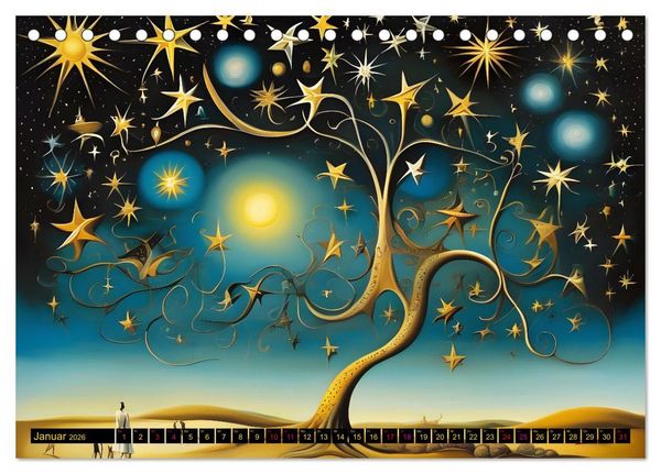 Produktbild: Erde, Sonne, Mond und Sterne Surrealistische Kunstwerke (Tischkalender 2026 DIN A5 quer), CALVENDO Monatskalender
