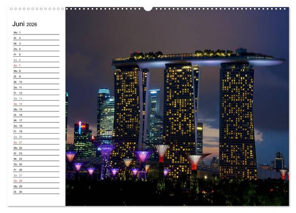 Produktbild: Singapur - Die Farben der Nacht (Wandkalender 2026 DIN A2 quer), CALVENDO Monatskalender