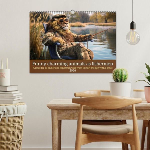 Produktbild: Funny charming animals as fishermen (Wall Calendar 2026 DIN A3 landscape), CALVENDO 12 Month Wall Calendar