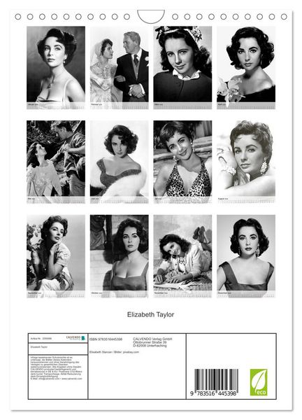 Produktbild: Elizabeth Taylor (Wandkalender 2026 DIN A4 hoch), CALVENDO Monatskalender