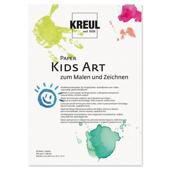 Produktbild: KREUL Kinder-K&uuml;nstlerpapier KIDS ART 160g/m&sup2; naturwei&szlig; DIN A4 20 Blatt