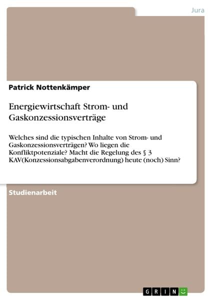 Produktbild: Energiewirtschaft Strom- und Gaskonzessionsvertr&auml;ge