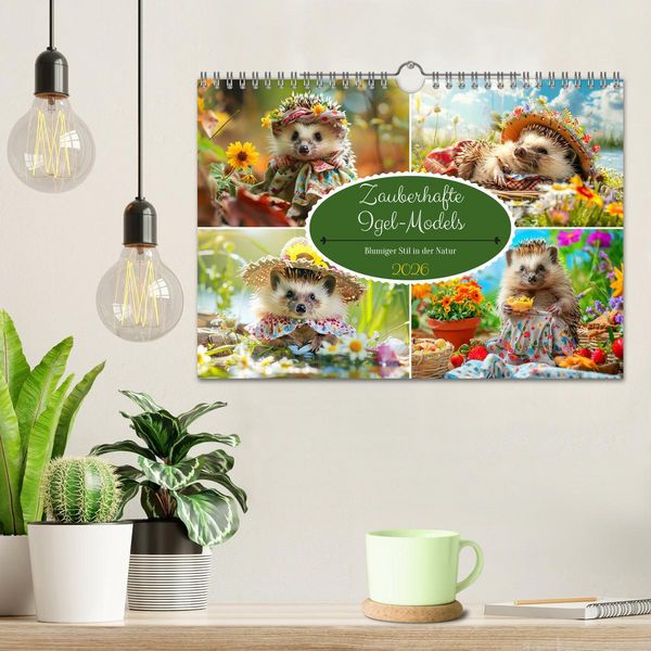 Produktbild: Zauberhafte Igel-Models. Blumiger Stil in der Natur (Wandkalender 2026 DIN A4 quer), CALVENDO Monatskalender