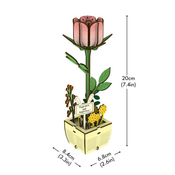 Produktbild: FiguredArt AL105 - Die Rose, 3D Puzzle, Holz, 66 Teile, H&ouml;he: 20 cm