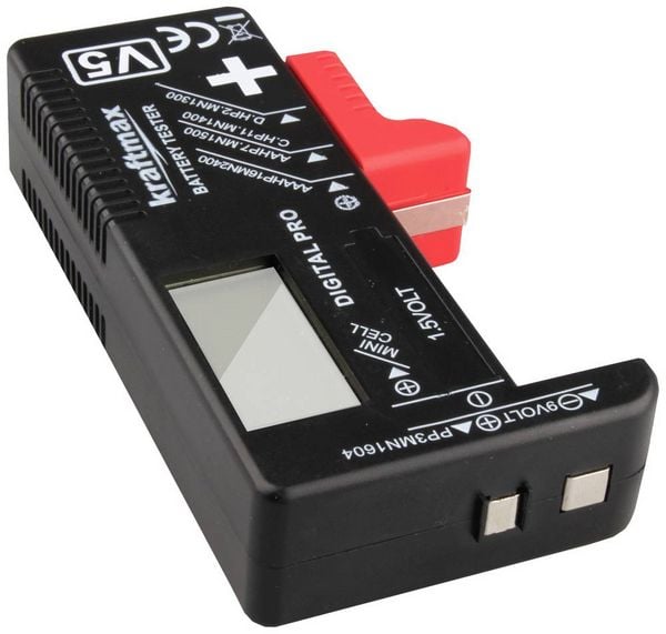 Produktbild: Kraftmax Batterietester Messbereich (Batterietester) 1,2 V, 1,5V Akku, Batterie 146699