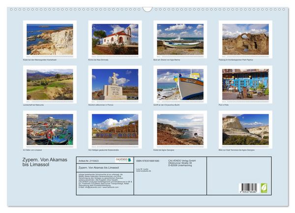 Produktbild: Zypern. Von Akamas bis Limassol (Wandkalender 2026 DIN A2 quer), CALVENDO Monatskalender