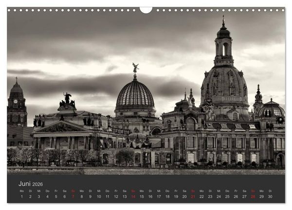 Produktbild: Dresden Schwarz Weiss 2026 (Wandkalender 2026 DIN A3 quer), CALVENDO Monatskalender