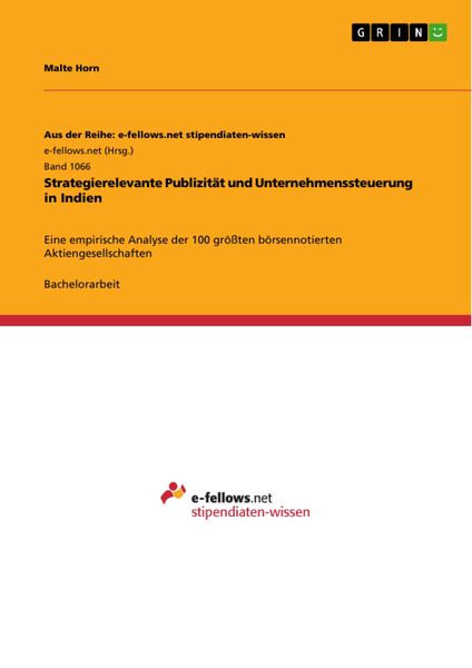 Produktbild: Strategierelevante Publizit&auml;t und Unternehmenssteuerung in Indien