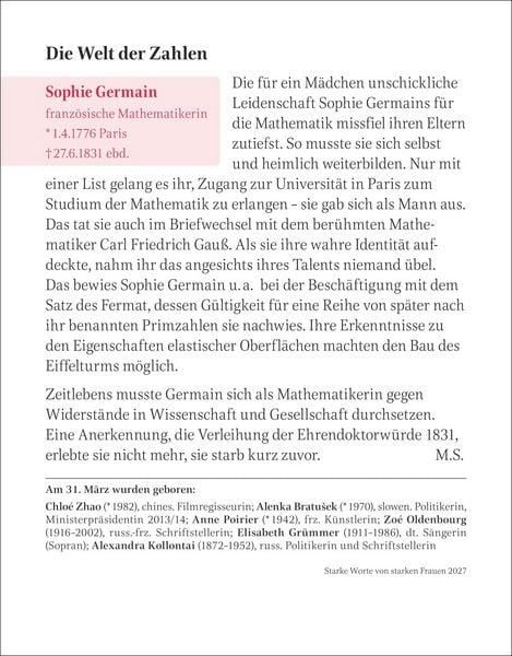 Produktbild: Starke Worte von starken Frauen Tagesabrei&szlig;kalender 2027