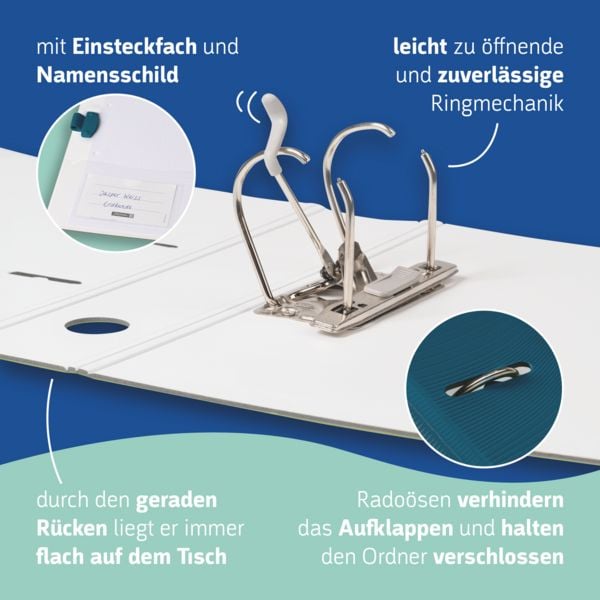 Produktbild: Brunnen Ordner &bdquo;WAVE&ldquo; Colour Code &brvbar; A4, 70 mm, Hebelmechanik mit gummiertem Griff, denim