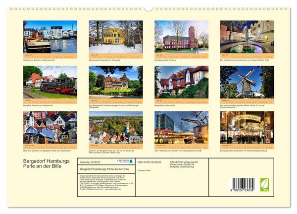 Produktbild: Bergedorf Hamburgs Perle an der Bille (hochwertiger Premium Wandkalender 2026 DIN A2 quer), Kunstdruck in Hochglanz