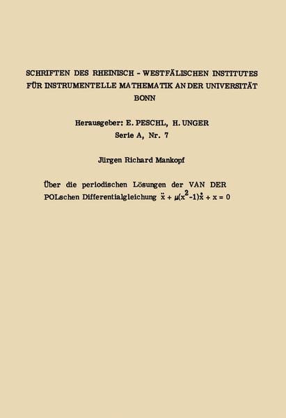 Produktbild: &Uuml;ber die periodischen L&ouml;sungen der van der Polschen Differentialgleichung x.. + &micro;(x2 -1) x. + x = 0