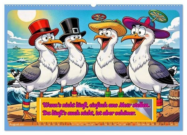 Produktbild: Lustige M&ouml;wen von der K&uuml;ste (hochwertiger Premium Wandkalender 2027 DIN A2 quer), Kunstdruck in Hochglanz
