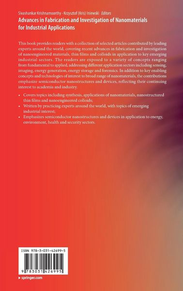 Produktbild: Advances in Fabrication and Investigation of Nanomaterials for Industrial Applications