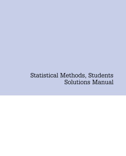 Produktbild: Statistical Methods, Students Solutions Manual (e-only)