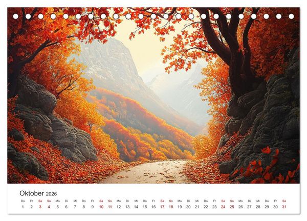 Produktbild: KI-Landschaften - Malerisch durch das Jahr (Tischkalender 2026 DIN A5 quer), CALVENDO Monatskalender