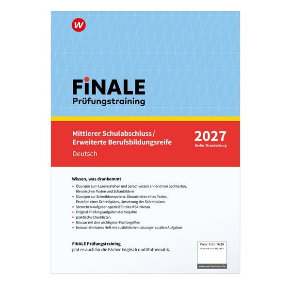Produktbild: FiNALE - Pr&uuml;fungstraining Mittlerer Schulabschluss, Fachoberschulreife, Erweiterte Berufsbildungsreife Berlin und Brandenburg