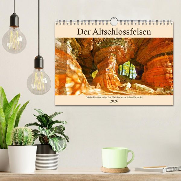 Produktbild: Der Altschlossfelsen - Gr&ouml;&szlig;te Felsformation der Pfalz im herbstlichen Farbspiel (Wandkalender 2026 DIN A4 quer), CALVENDO Monatskalender