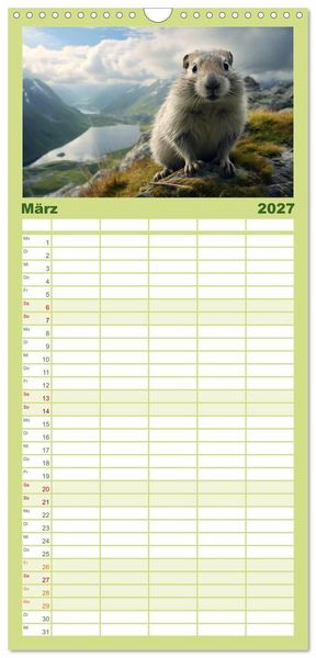 Produktbild: Familienplaner 2027 - Nach Art der Lemminge mit 5 Spalten (Wandkalender, 21 x 45 cm) CALVENDO