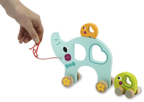 Produktbild: Holzspielzeug Kidiwood Nachzieh-Elefantenfamilie 3tlg