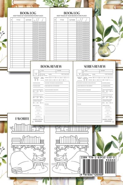 Produktbild: Reading Journal (Watercolour Stacked Books with Potted Plants)